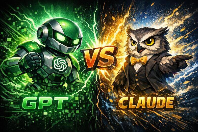 Comparaison visuelle entre les interfaces de ChatGPT et Claude sur un écran d'ordinateur.