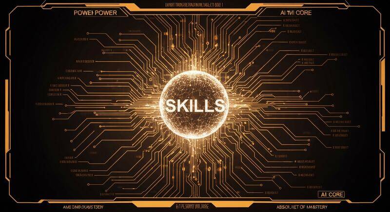 Illustration d'un développeur utilisant une interface de terminal pour appeler une skill d'IA comme OpenCode ou Claude sur du code source.